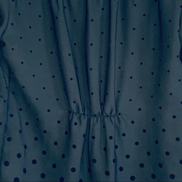 Lands End Blouse Top Black on Black Polka Dot Button Front Long Sleeve Size 4 - Picture 5 of 8